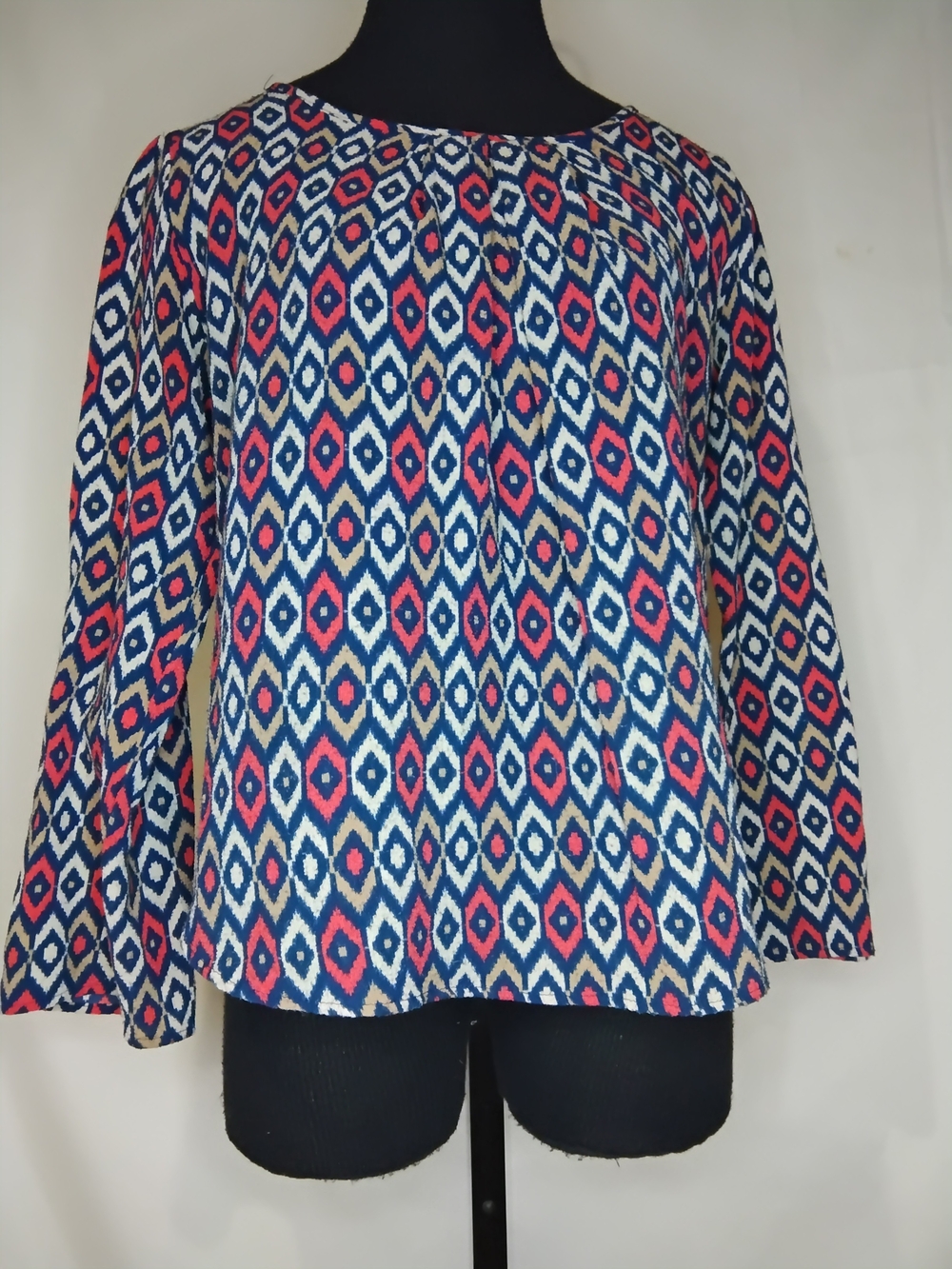Papermoon Blue, Pink & White Geometric Long-Sleeve Top